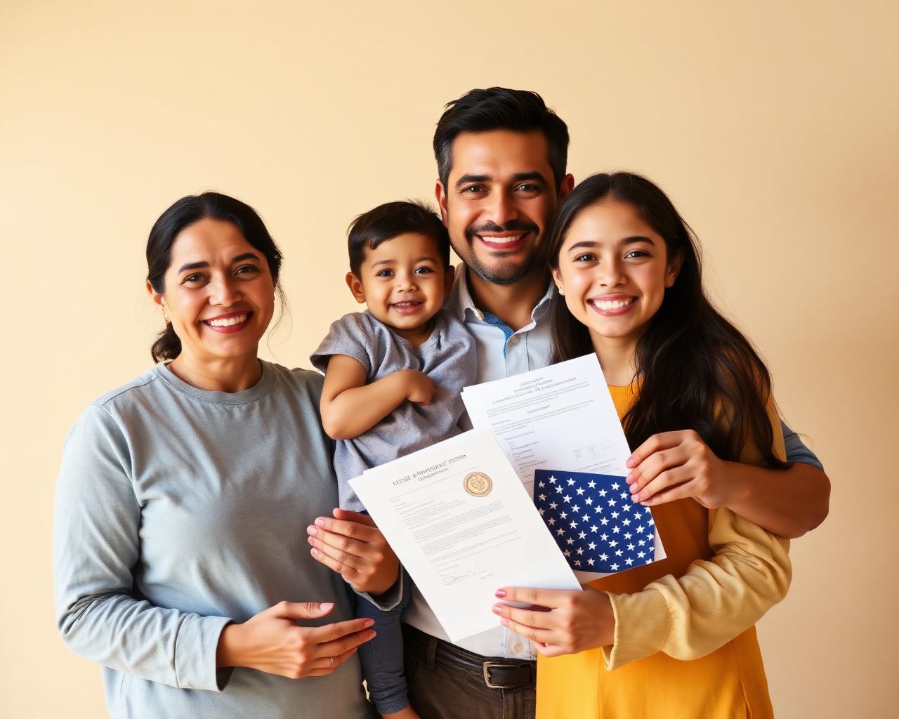 Familia reunida en los Estados Unidos a través del ajuste de estatus y la green card